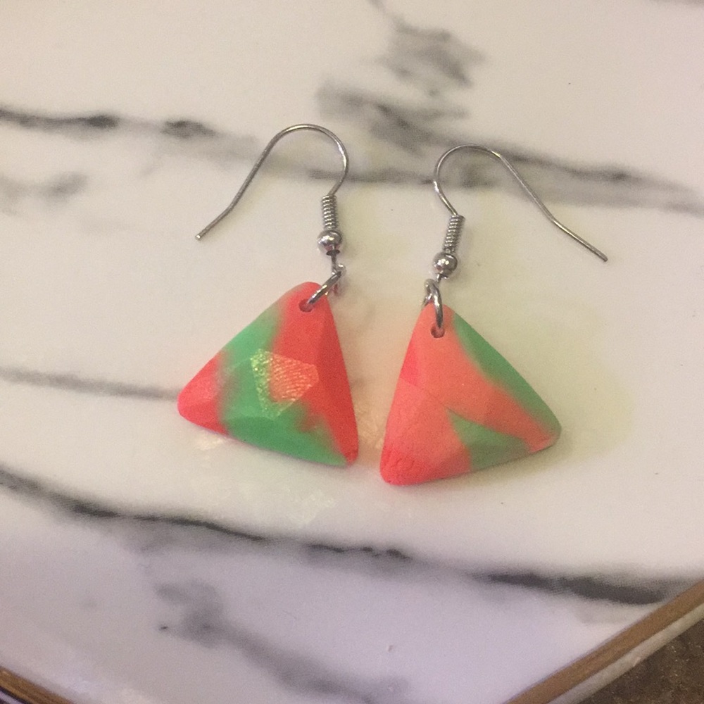 Handmade Polymer Clay Earrings - Triangle